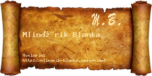 Mlinárik Blanka névjegykártya